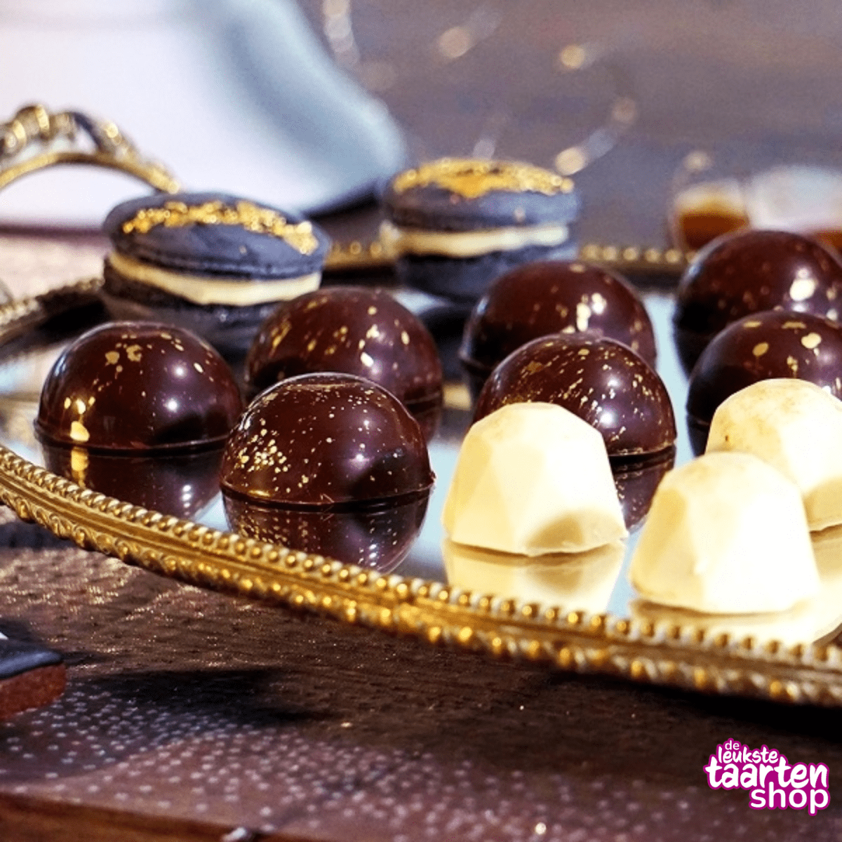 Dark Chocolate Bonbons with Golden Touch