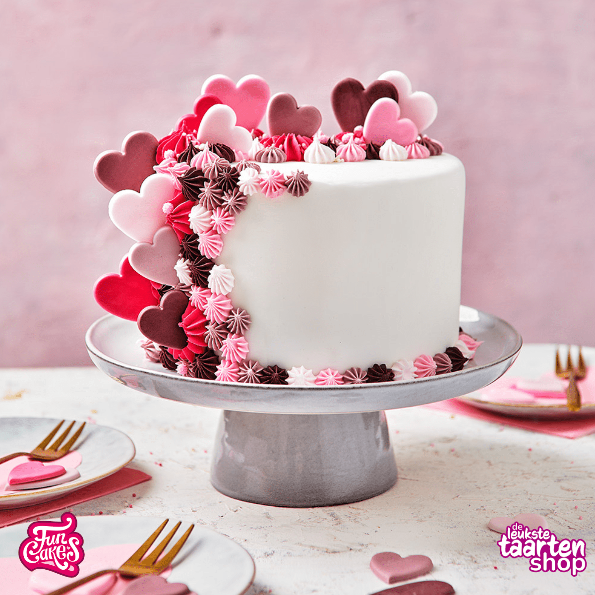 Loving Cake with Sugar Paste Hearts