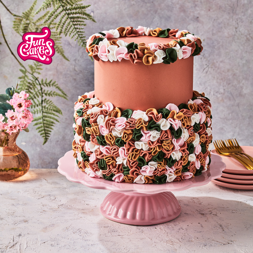 Shimmering Rose ruffle taart