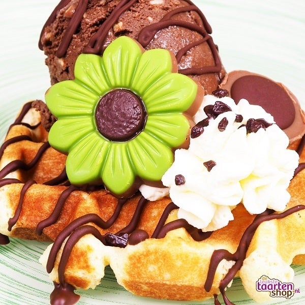 Waffles with chocolate ice cream