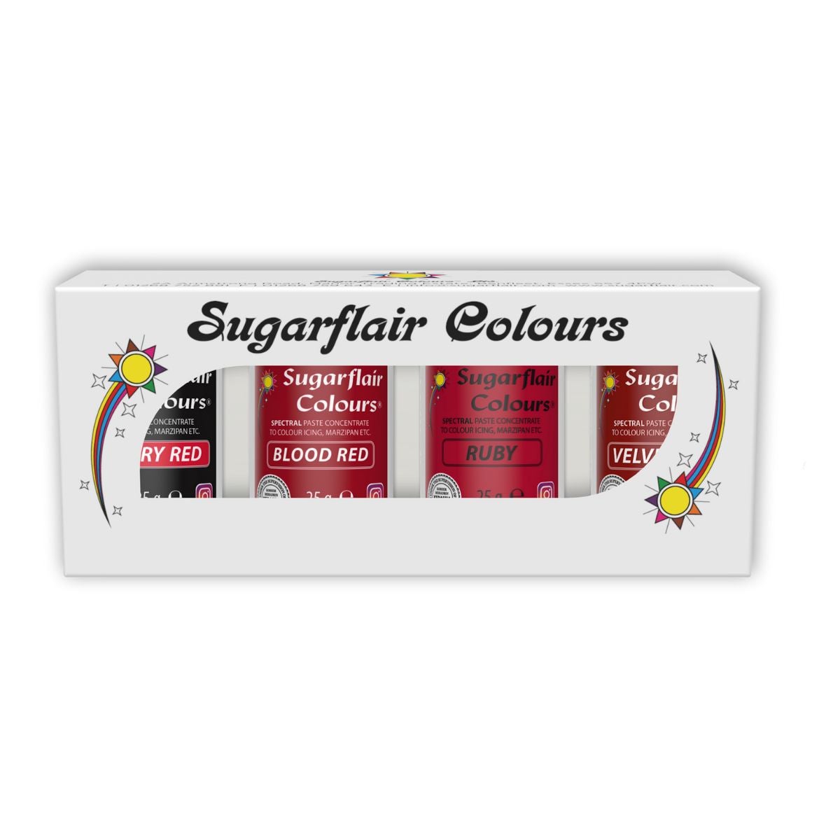 Sugarflair Paste Colour Mixed Red Set/4