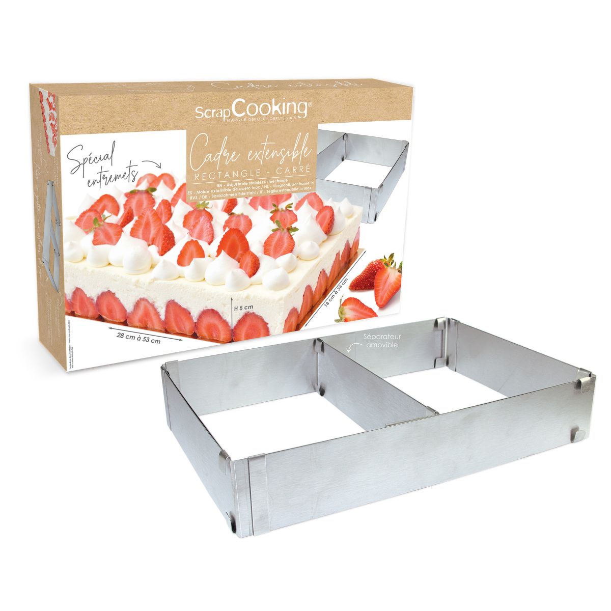 Scrapcooking Adjustable Baking Frame S/S 27-52cmx18-34cm