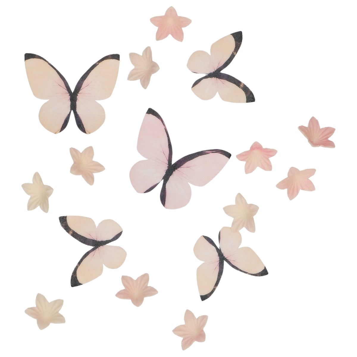 Wilton Edible Wafer Decorations Flowers & Butterflies Ombre Pink set/30