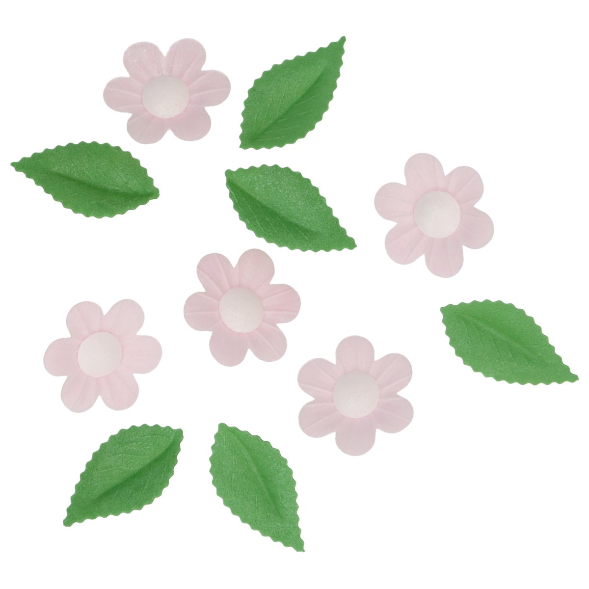 Wilton Edible Wafer Decorations Flowers & Leaves Pink set/11