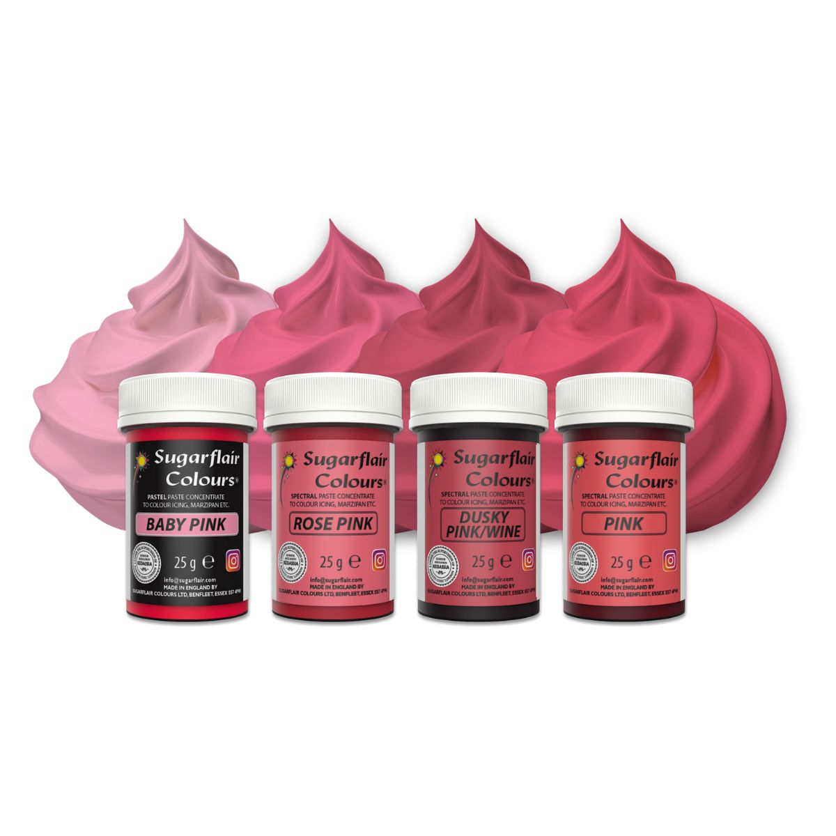 Sugarflair Paste Colour Mixed Pink set/4