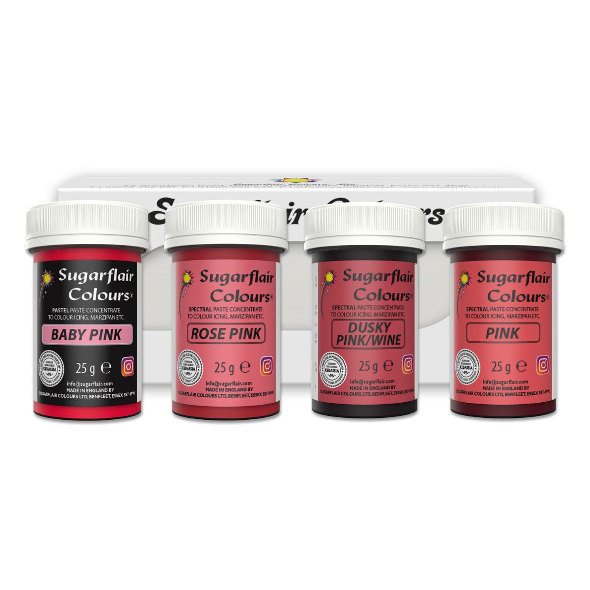 Sugarflair Paste Colour Mixed Pink set/4