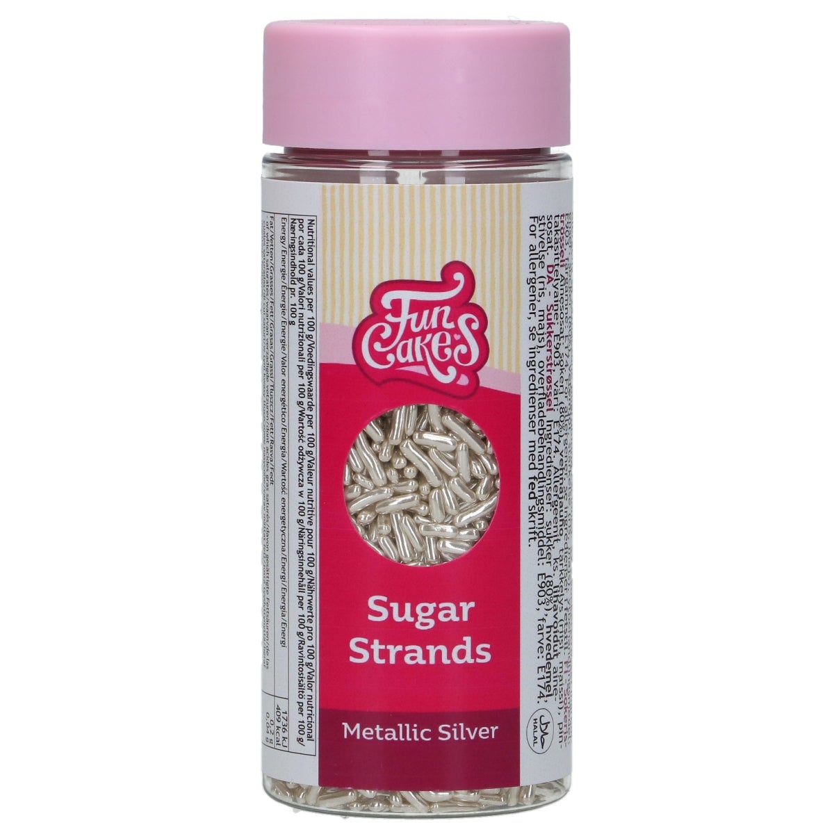 FunCakes Sugar Strands Metallic Silver 80g