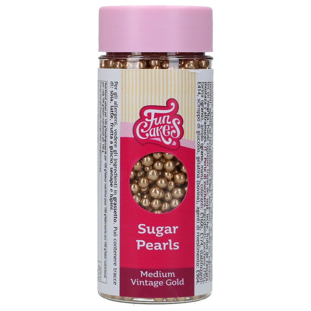 FunCakes Sugar Pearls Medium Vintage Gold 80g
