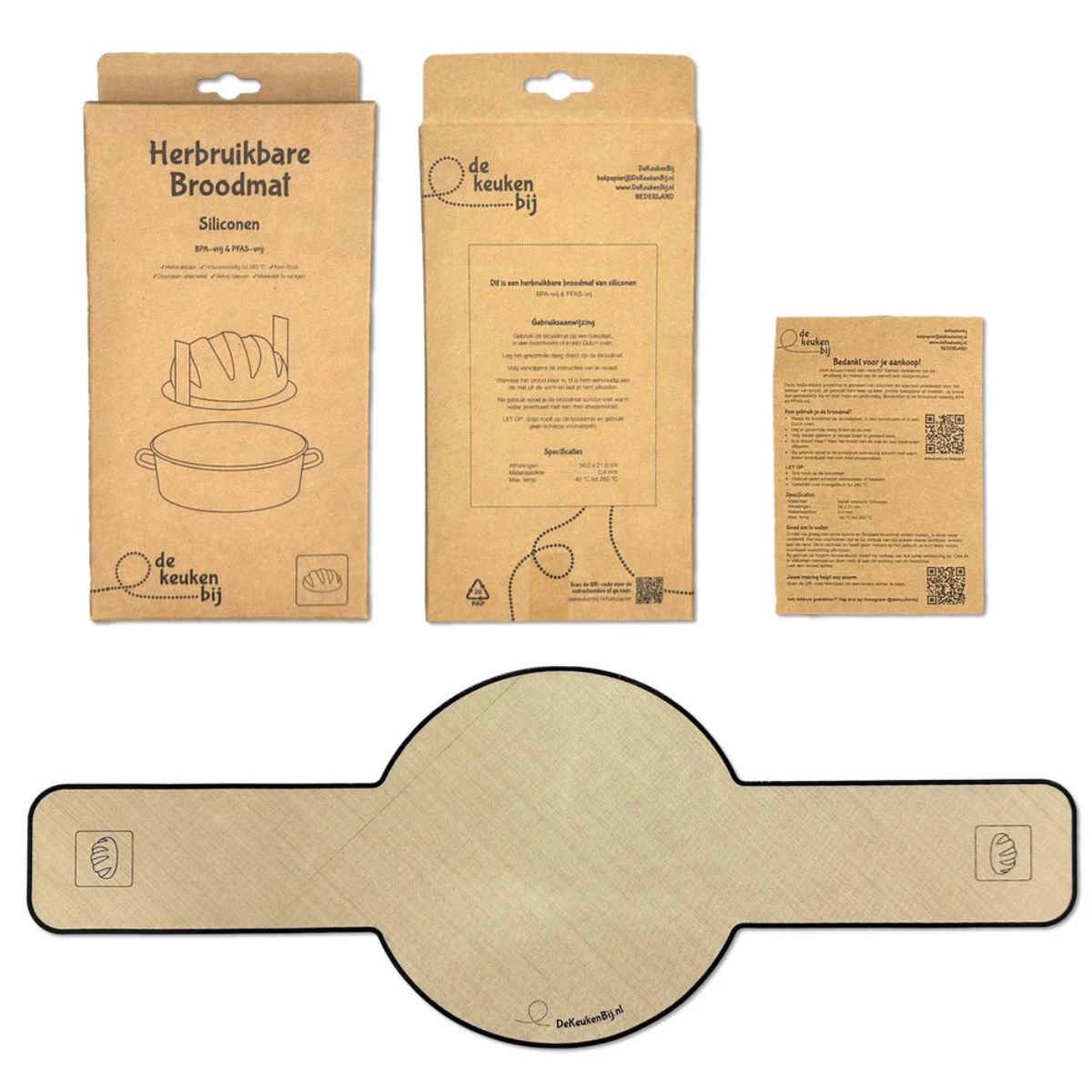 De KeukenBij Silicone Reusable Baking Paper Bread Sling 56x21cm