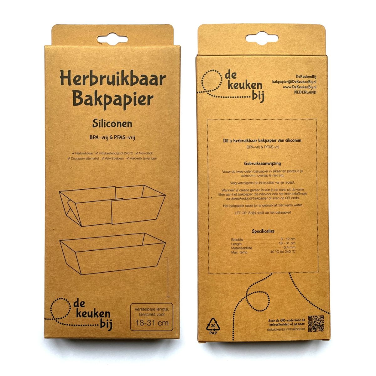 De KeukenBij Silicone Reusable Baking Paper Loaf Tin 18 to 31cm