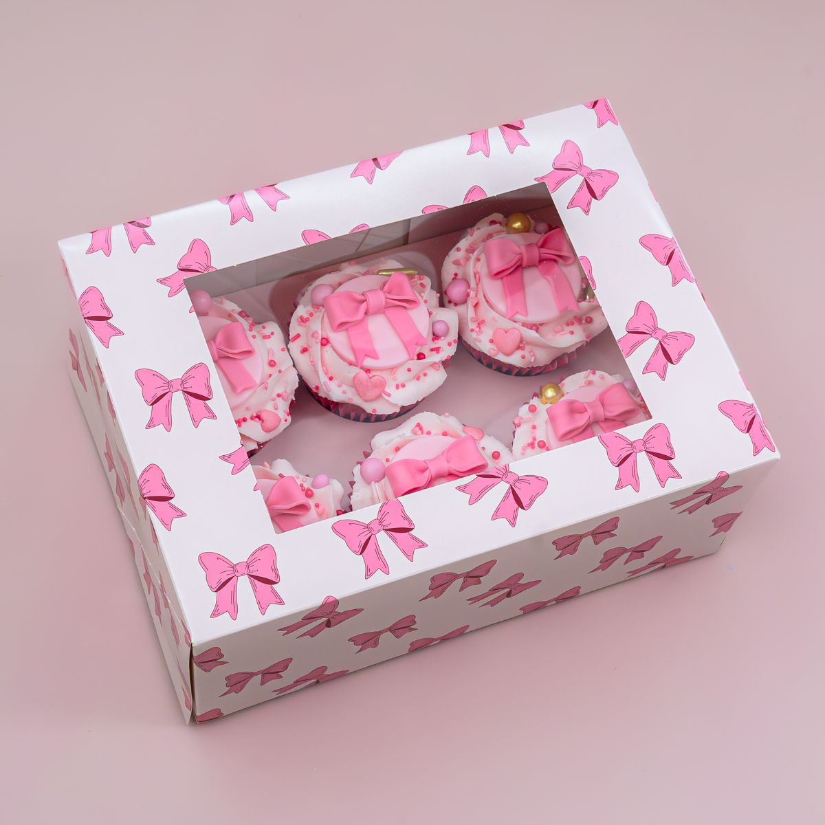 Simply Making Cupcake Box Pink Ribbons 6 pk/2