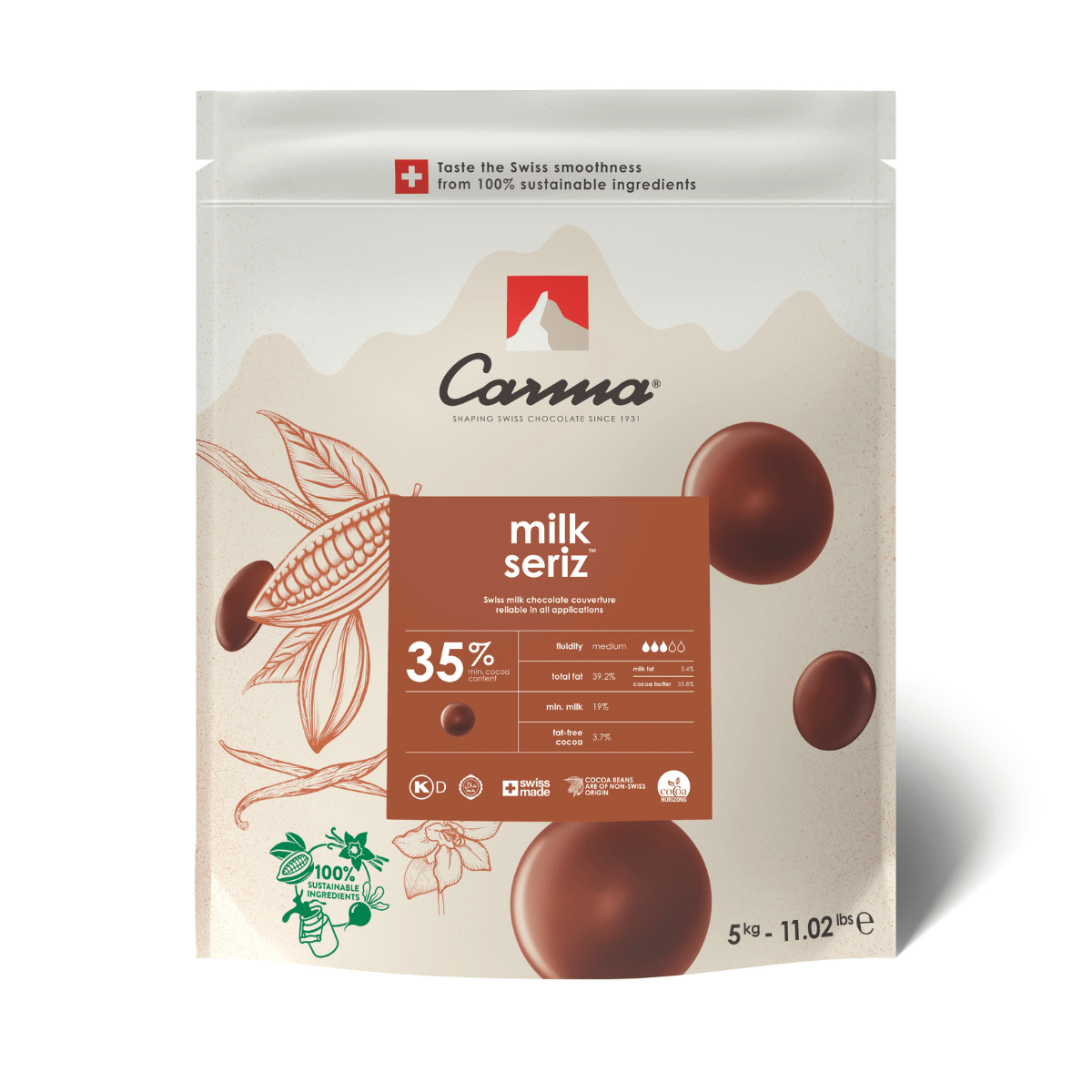 Carma Chocolate Drops 5 kg - Milk Seriz 35%