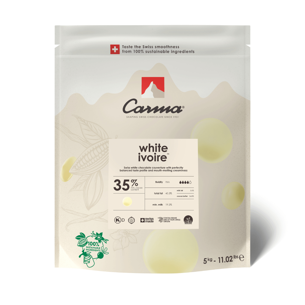 Carma Chocolate Drops 5 kg - White Ivoire 35%