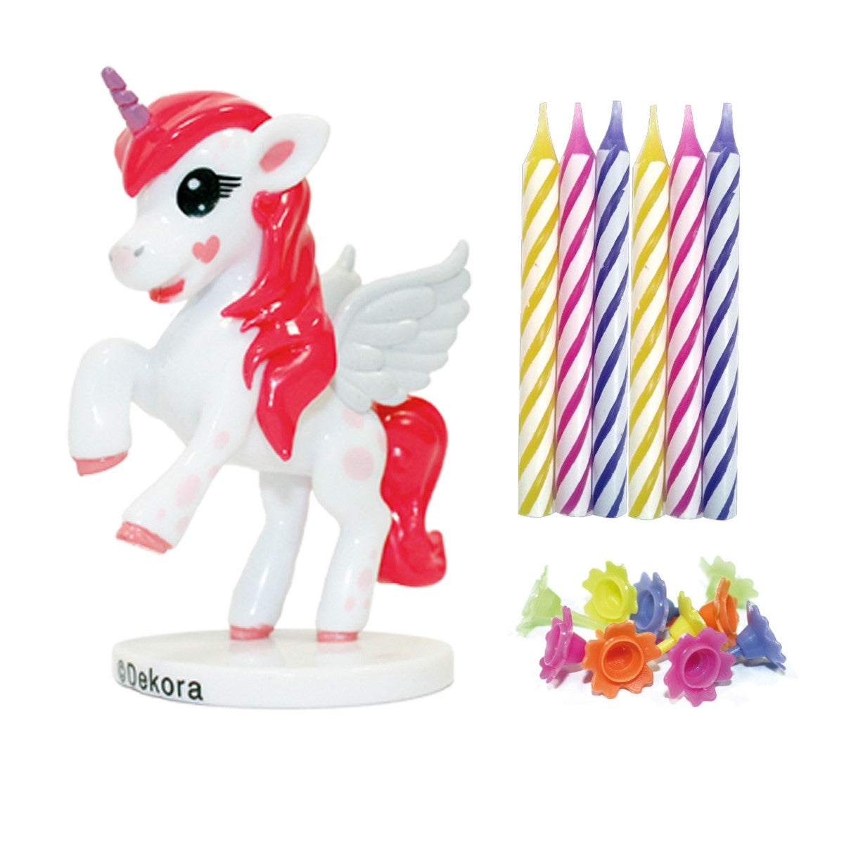 Dekora Unicorn Cake Topper & Candles pk/10