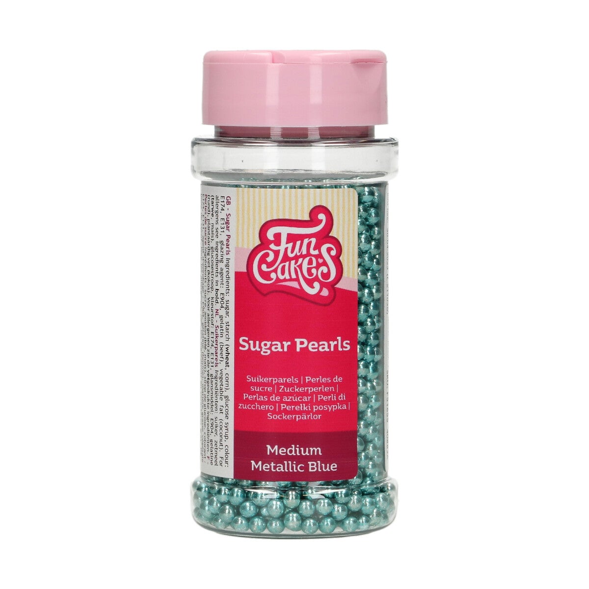 FunCakes Sugar Pearls Medium Metallic Blue 80 g