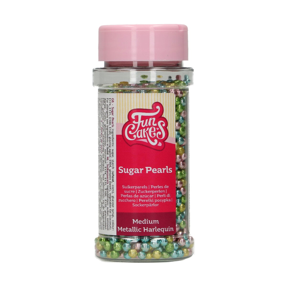 FunCakes Sugar Pearls Medium Metallic Harlequin 80 g