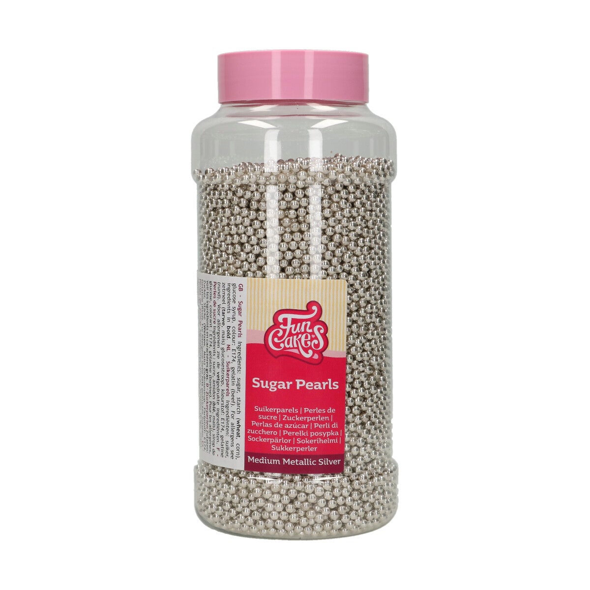 FunCakes Sugar Pearls Medium Metallic Silver 800 g