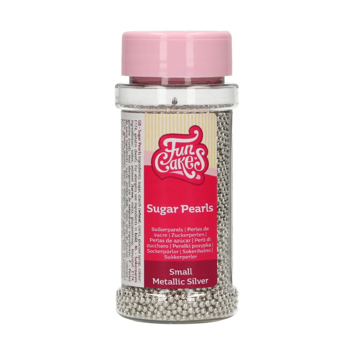 FunCakes Sugar Pearls Small Metallic Silver 80 g