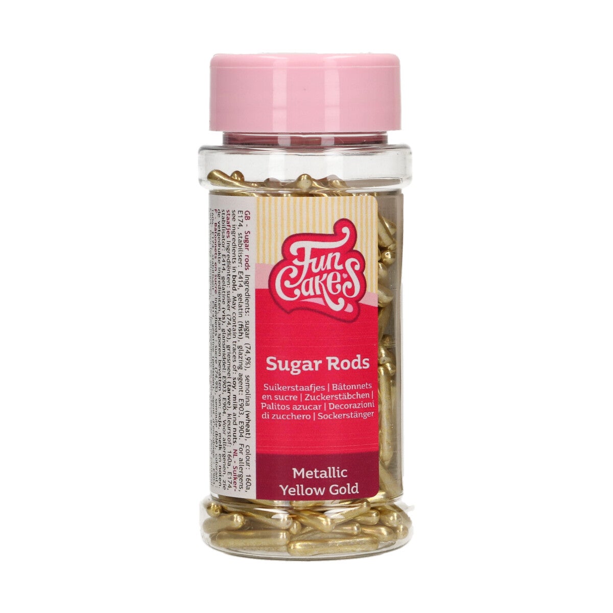 FunCakes Metallic Sugar Rods XL Yellow Gold 70 g