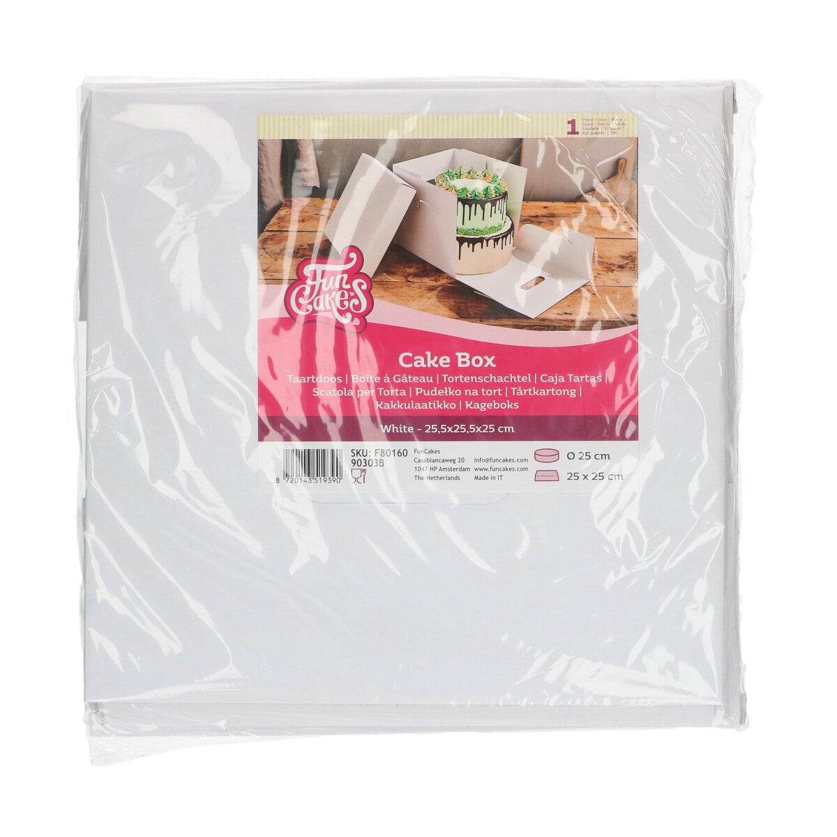 FunCakes Taartdoos Wit 25,5x25,5x25 cm pk/1