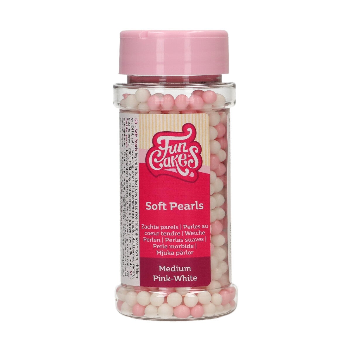 FunCakes Soft Pearls Medium Pink/White 60 g