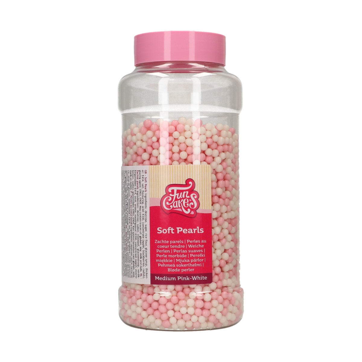FunCakes Soft Pearls Medium Pink/White 500 g