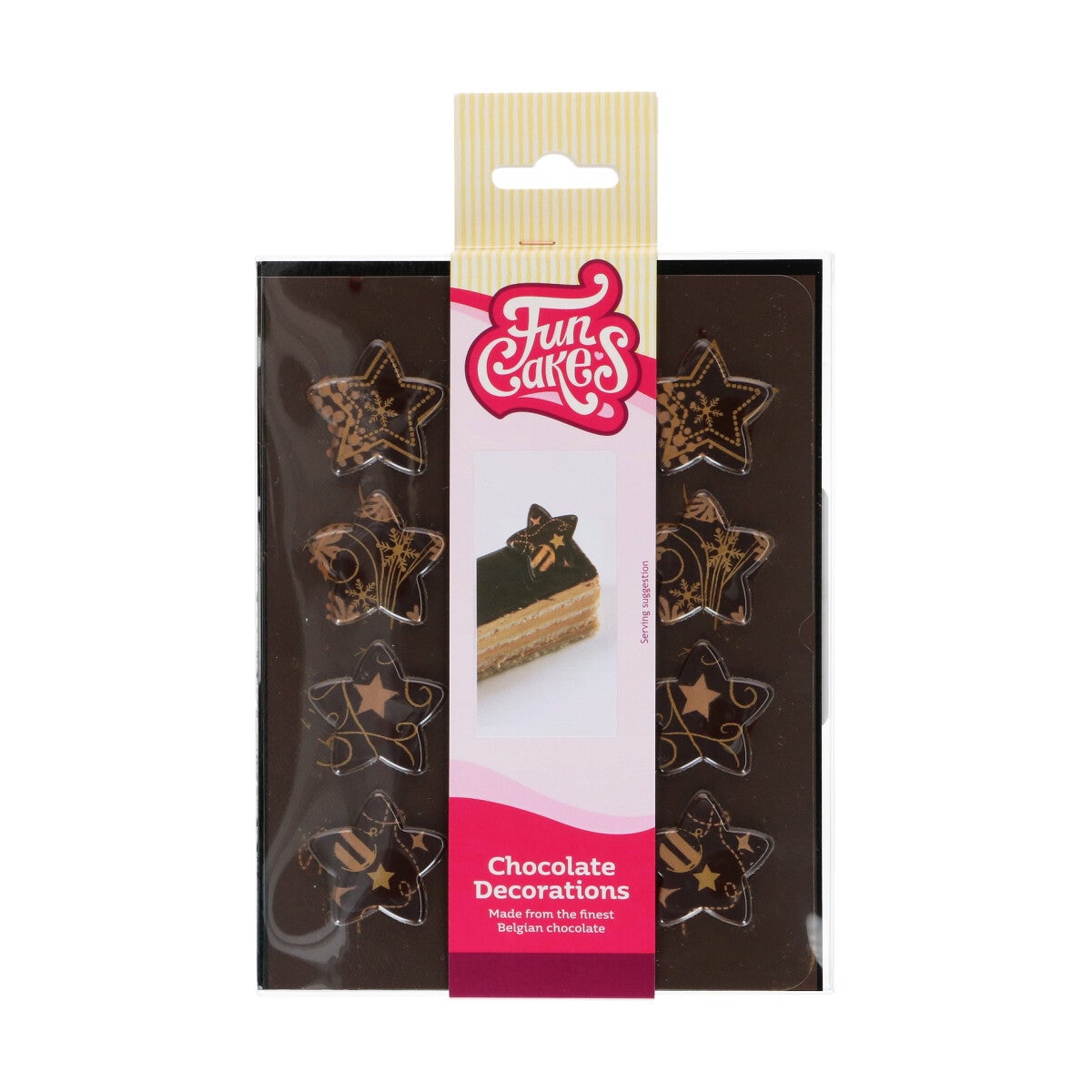 FunCakes Chocolate Decorations Bronze/Gold Stars Set/12