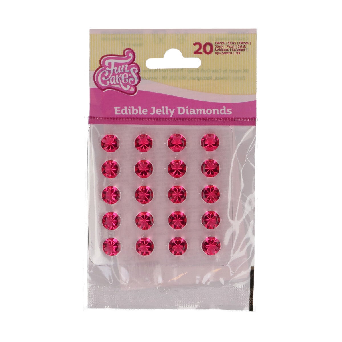 FunCakes Edible Jelly Diamonds Pink pk/20