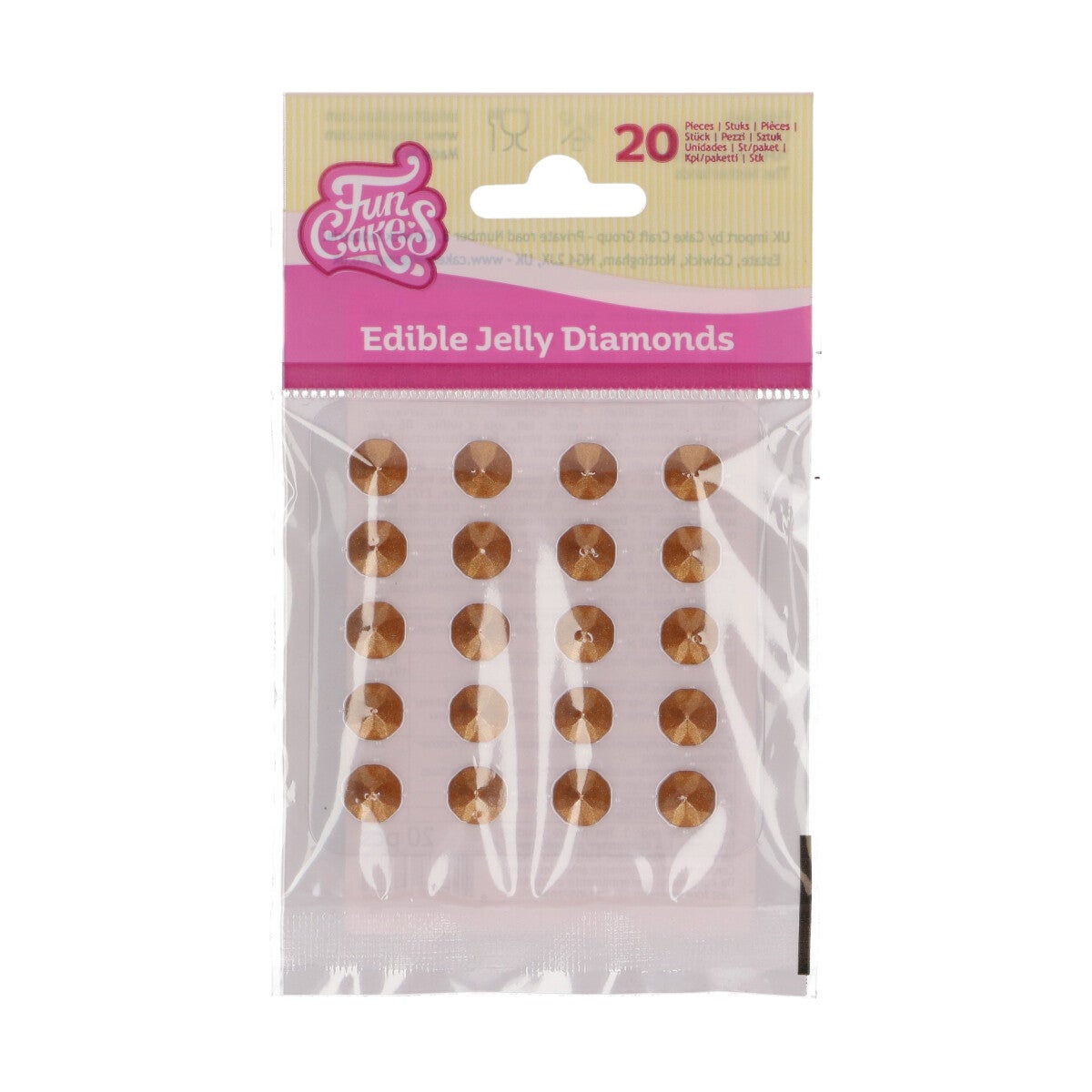 FunCakes Edible Jelly Diamonds Pearl Gold pk/20
