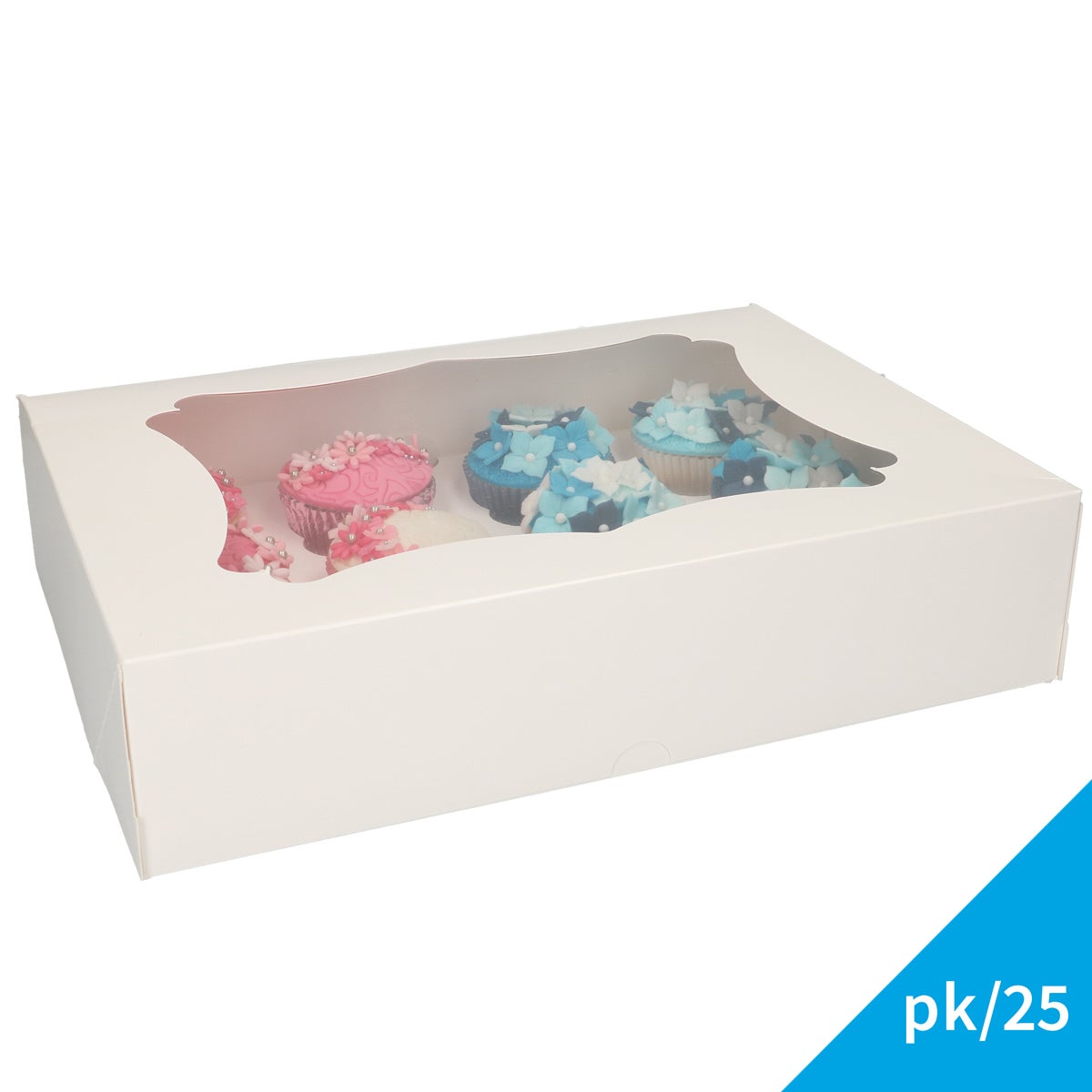 FunCakes Cupcake Box 12 - White pk/25