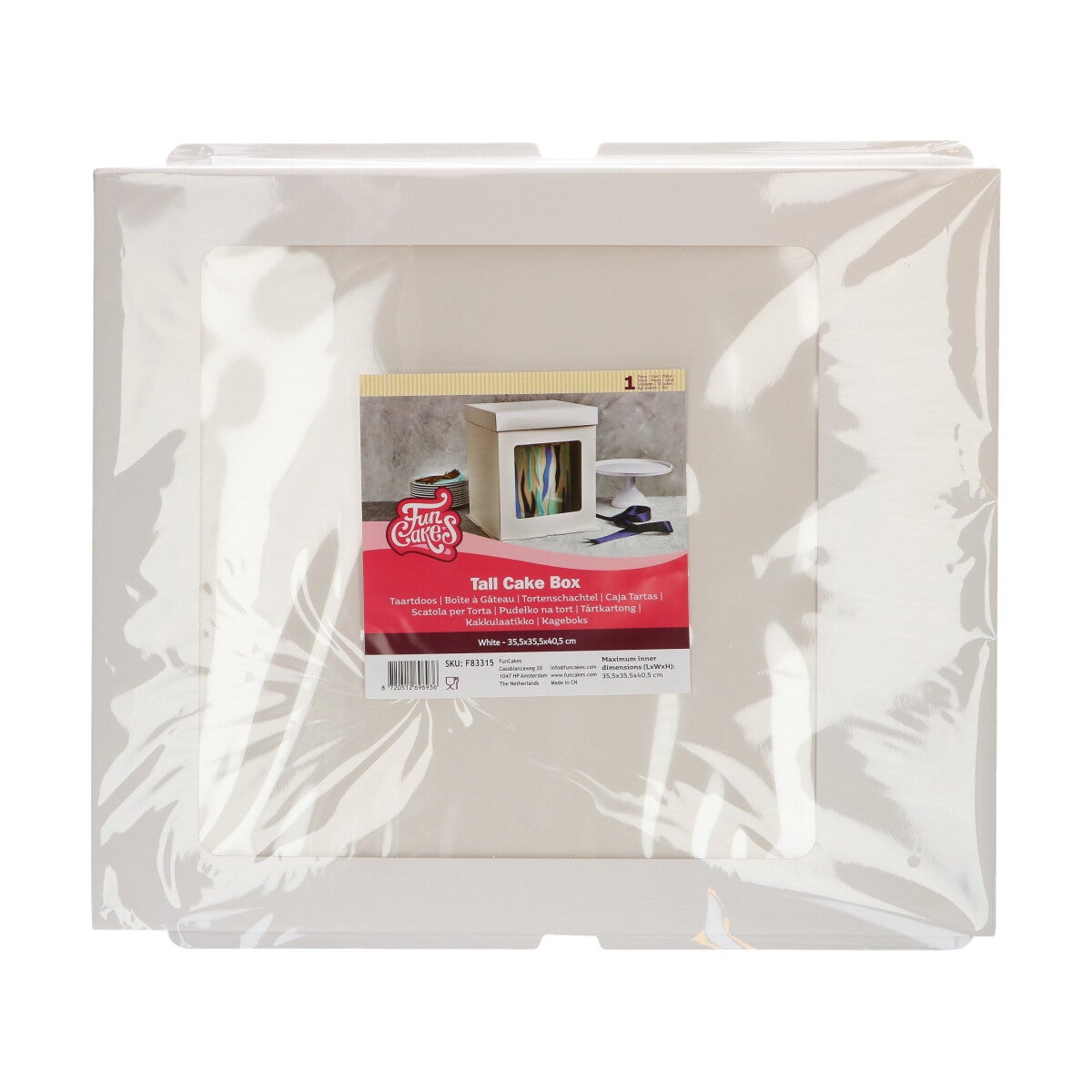 FunCakes Tall Cake Box 35,5 x 35,5 x 40,5 cm - White