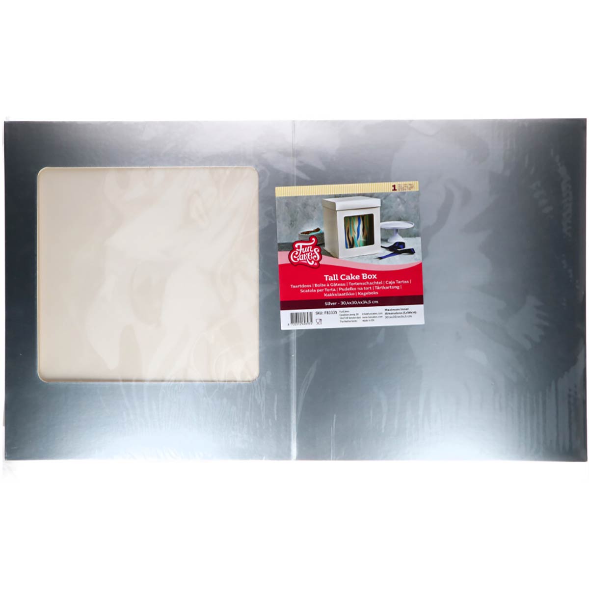 FunCakes Tall Cake Box 30,4 x 30,4 x 34,5 cm - Silver
