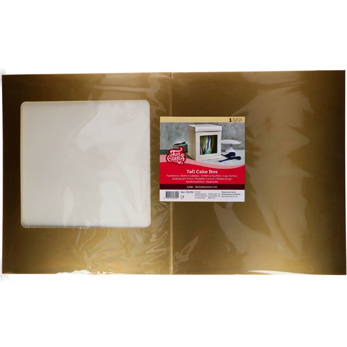 FunCakes Tall Cake Box 30,4 x 30,4 x 34,5 cm - Gold