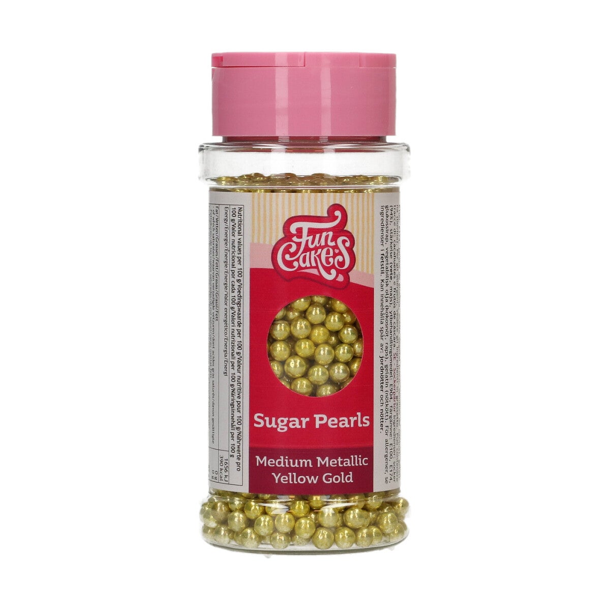 FunCakes Sugar Pearls Medium Metallic Gold 80 g
