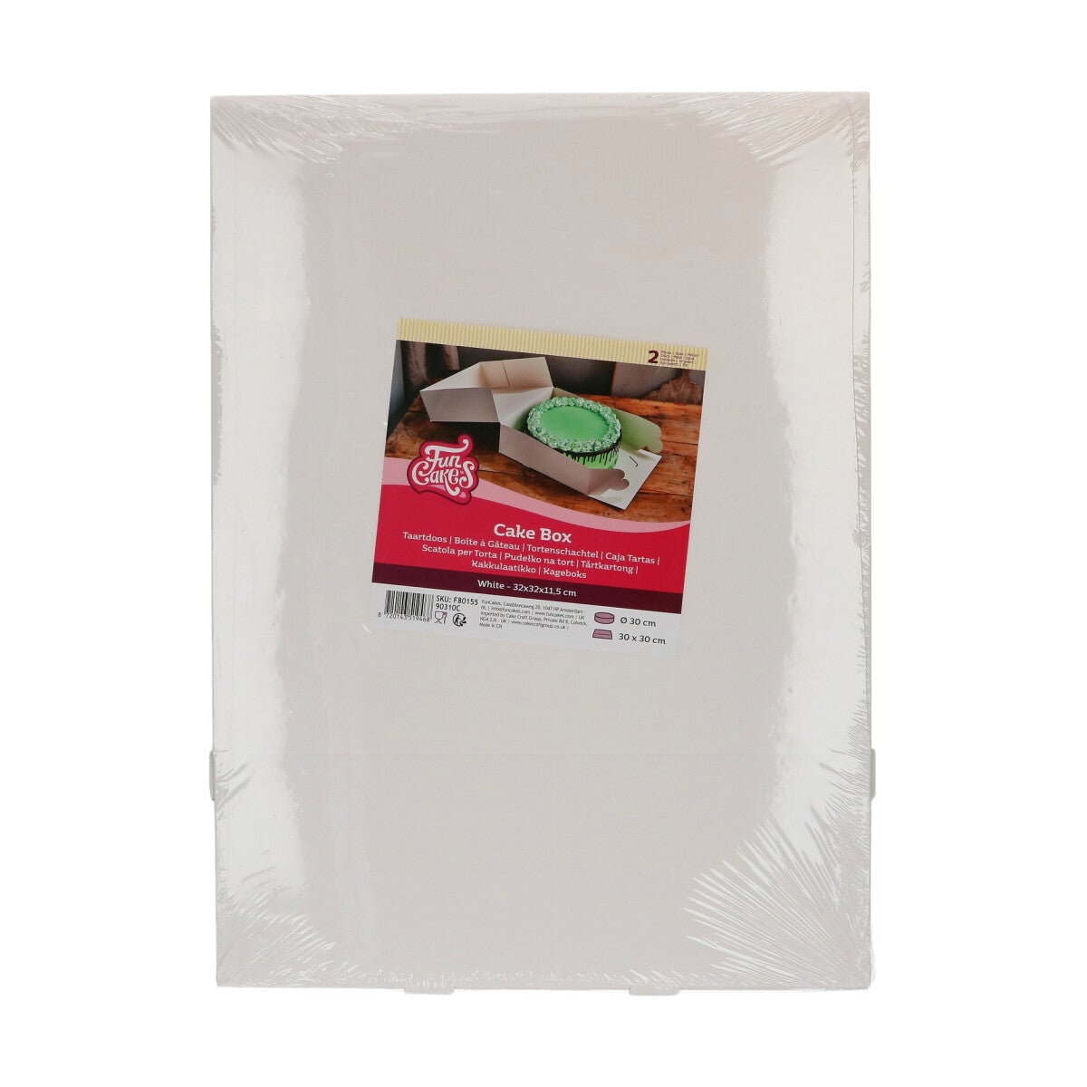 FunCakes Cake Box White 32x32x11,5 cm pk/2