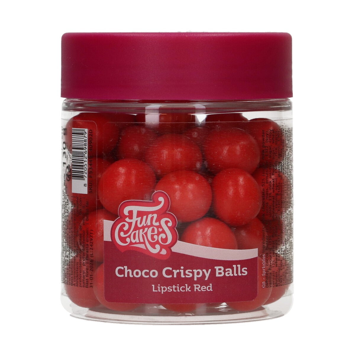 FunCakes Choco Crispy Balls - Pearl Red 130g