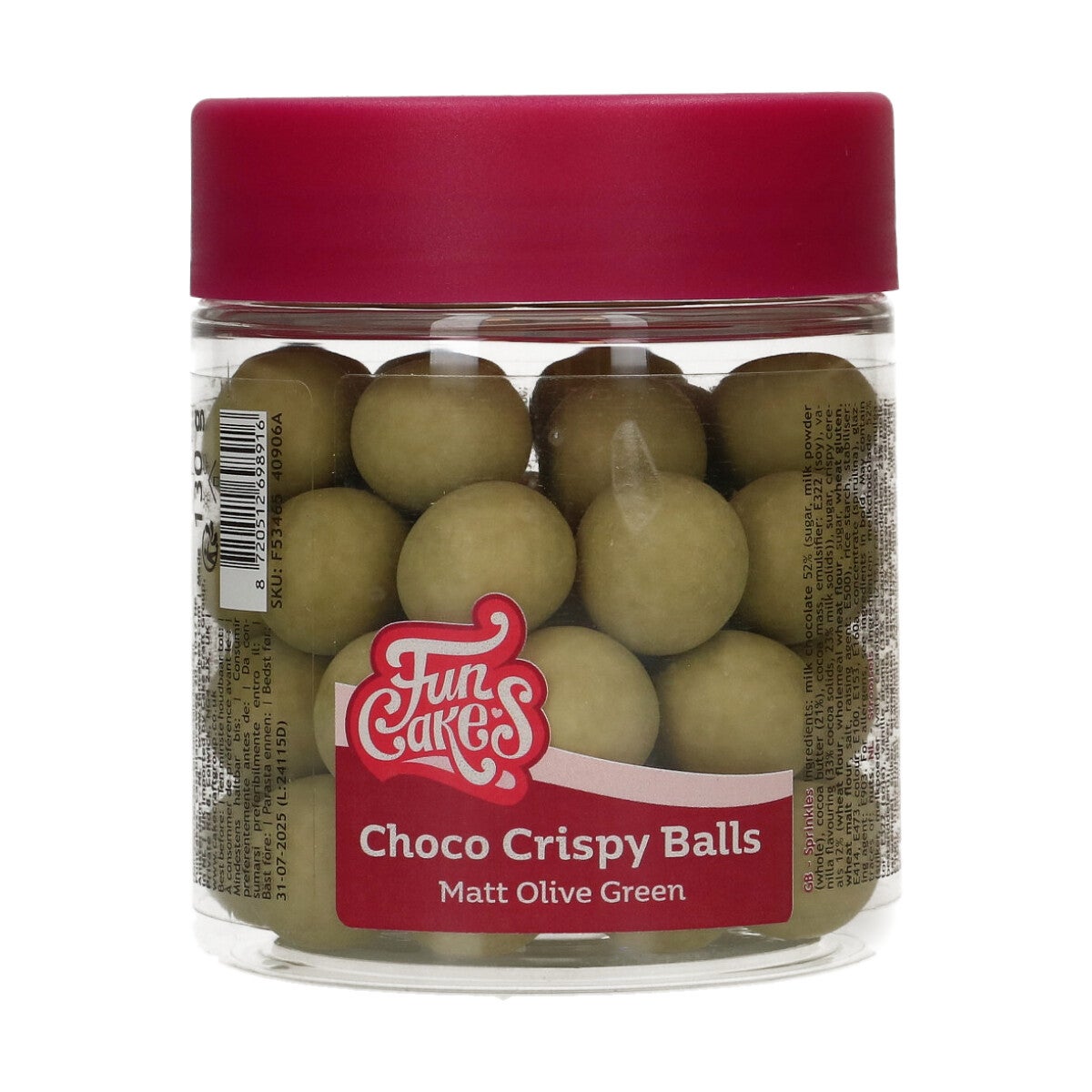 FunCakes Choco Crispy Balls - Matt Olive Green 130g