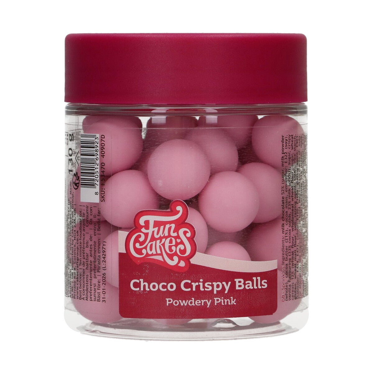 FunCakes Choco Crispy Balls - Matt Pink 130g