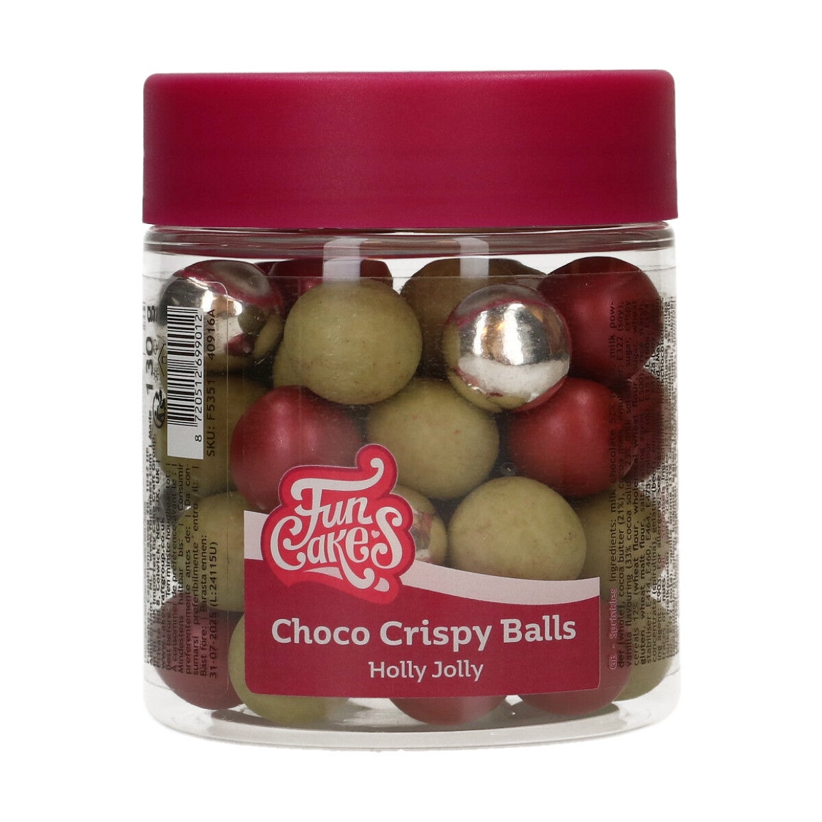 FunCakes Choco Crispy Balls - Holly Jolly