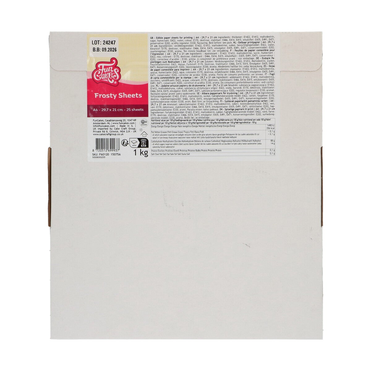 FunCakes Frosty Sheets A4 pack/25