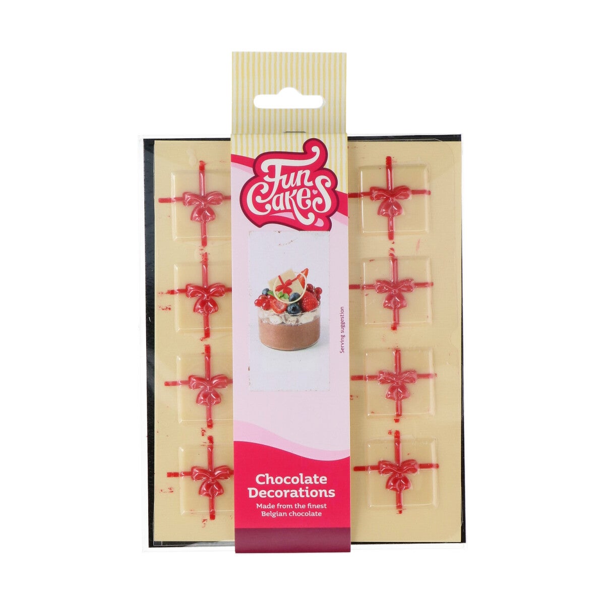 FunCakes Chocolate Decorations Gift White/Red pk/12
