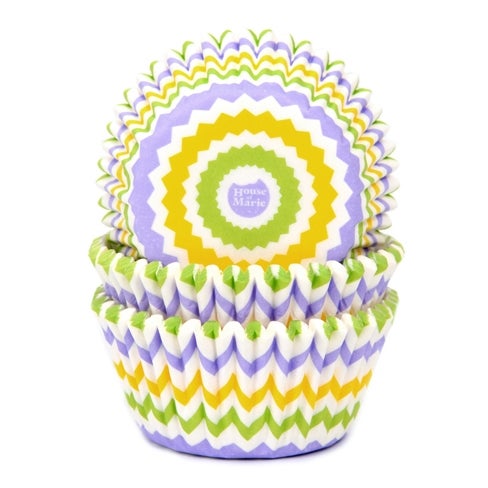 House of Marie Baking Cups Chevron Spring pk/50