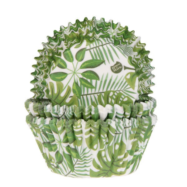 House of Marie Baking Cups Green Leaves pk/48
