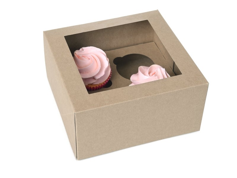 House of Marie Cupcake Box 4 - Kraft pk/2
