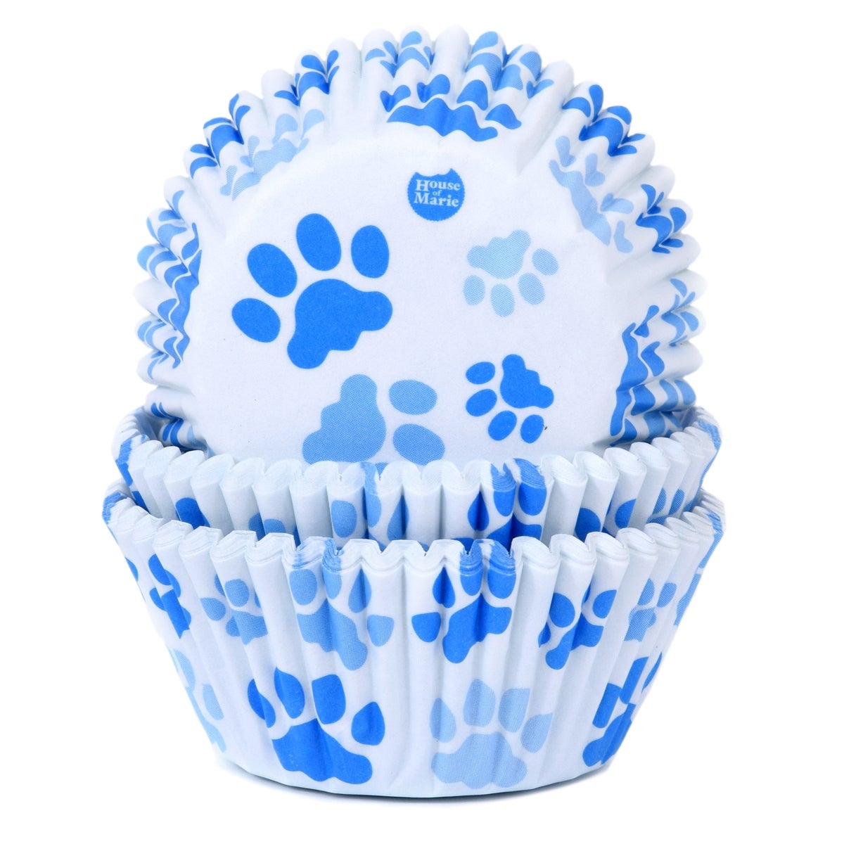 House of Marie Baking Cups Paw Blue pk/48