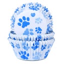House of Marie Baking Cups Paw Blue pk/48