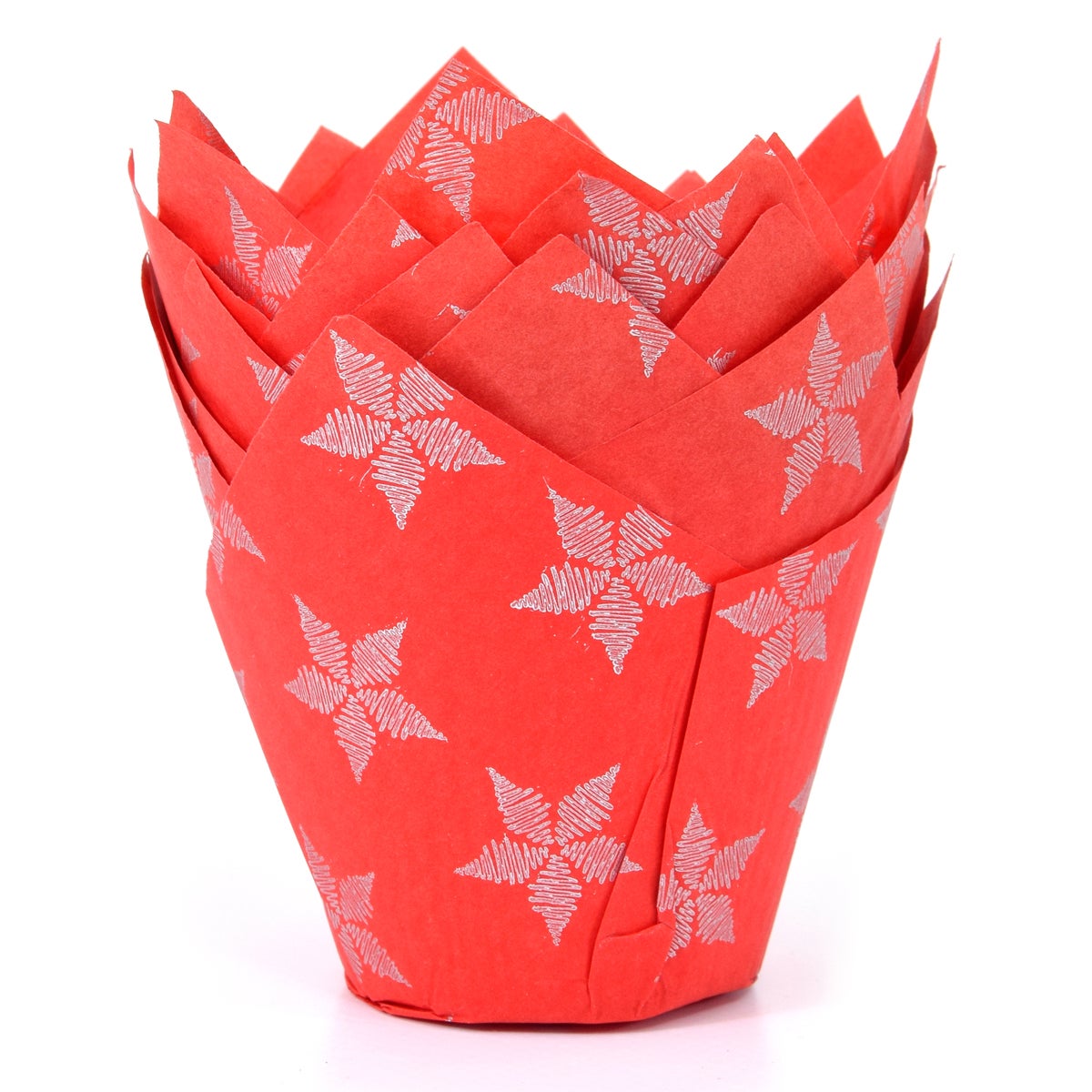 House of Marie Muffin Cups Tulip Stars Red pk/36