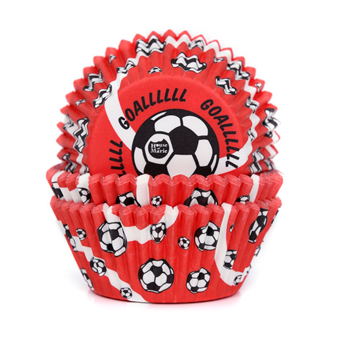 House of Marie Baking Cups Red Football Goal pk/48