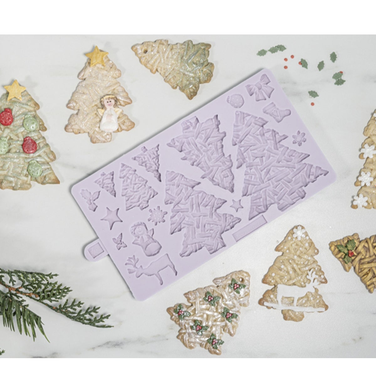 Karen Davies Siliconen Mould - Wicker Christmas Trees