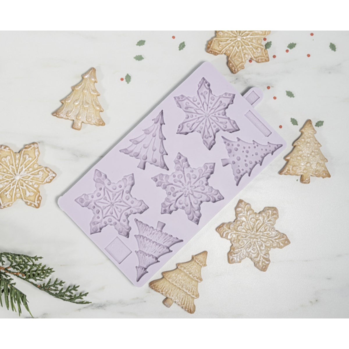 Karen Davies Siliconen Mould - Snowflakes & Trees